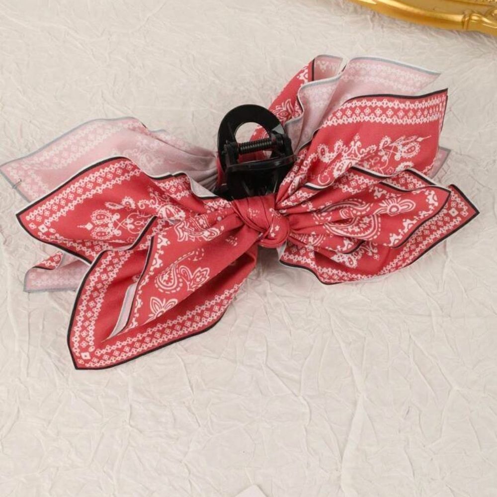 1pc Cashew Flower Bow Hair Clip, Bohemian Style Pink Cashew Flower